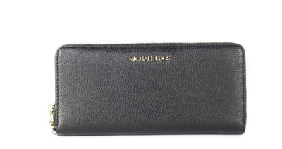 Michael Kors Jet Set Travel Large Black Pebble Leather Continental Wrist Wallet Michael Kors
