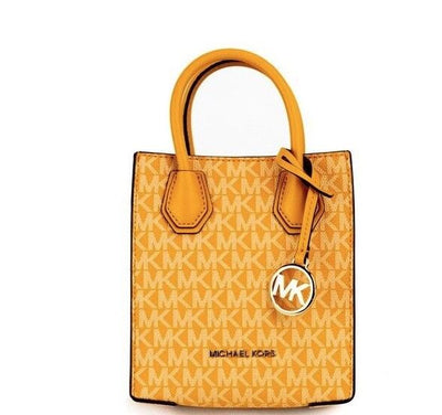 Michael Kors Mercer XS Honeycomb Gold Signature PVC North South Shopper Crossbody Bag Michael Kors