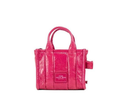 Marc Jacobs The Shiny Crinkle Micro Tote Magenta Leather Crossbody Bag Handbag Marc Jacobs