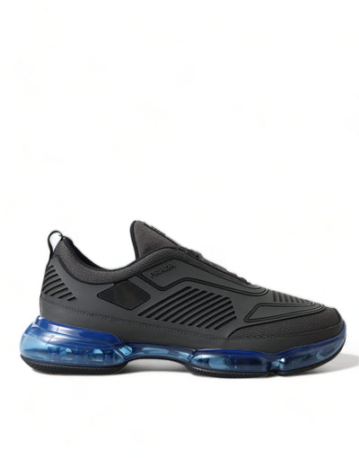 Prada Black Blue Rubber Knit Slip On Low Top Sneakers Shoes Prada