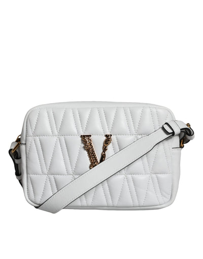 Versace White Quilted Nappa Leather Crossbody Shoulder Bag Versace