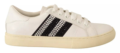 Marc Jacobs White Leather Crystal Embellished Sneakers Shoes Marc Jacobs