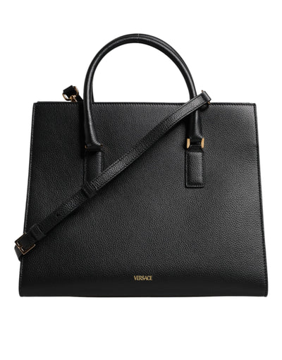 Versace Black Large Leather Top Handle Shoulder Crossbody Bag Versace