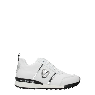 Love Moschino White Leather Low Tops Love Moschino