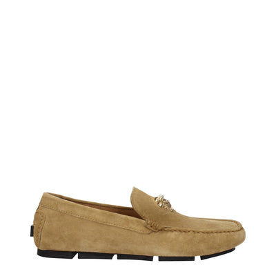 Versace Beige Leather Slip-On Loafers Versace