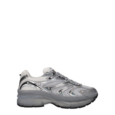 Valentino Garavani Gray Fabric Athletic Sneakers Valentino Garavani