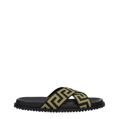 Versace Black Fabric Slippers Sandals Versace