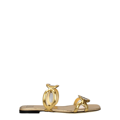 Valentino Garavani Gold Leather Slippers Sandals Valentino Garavani