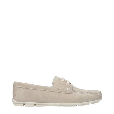 Prada Gray Leather Slip-On Loafers Prada
