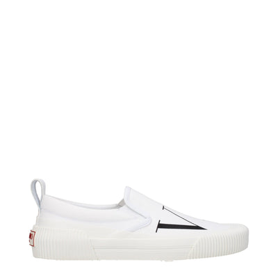 Valentino Garavani White Fabric Slip-On Loafers Valentino Garavani