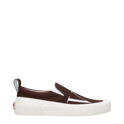 Valentino Garavani Brown Fabric Slip-On Loafers Valentino Garavani