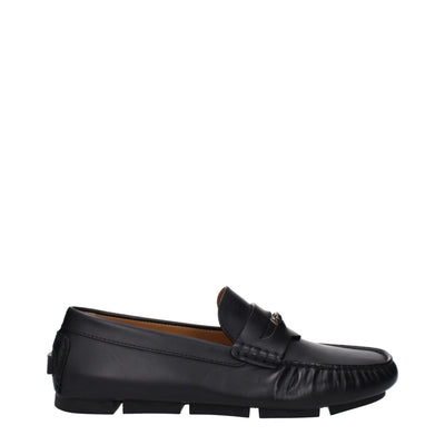 Versace Black Leather Slip-On Loafers Versace