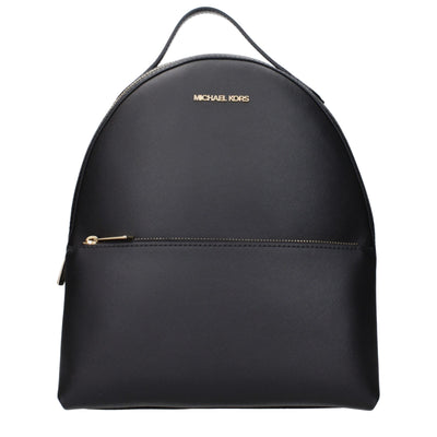 Michael Kors Black Leather Backpacks Michael Kors
