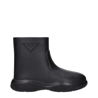 Prada Black Cotton Ankle Boots Prada