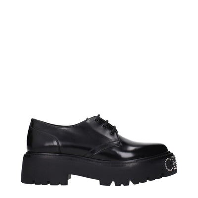 Celine Black Leather Oxfords And Derbies Celine