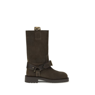 Burberry Suede Saddle Ankle Boots Burberry