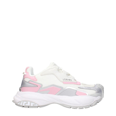 Versace White Fabric Chunky Sneakers Versace