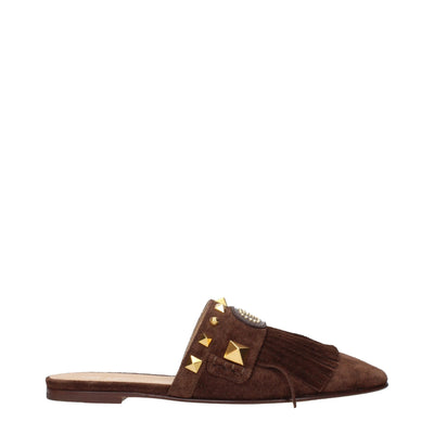 Valentino Garavani Brown Leather Slippers Sandals Valentino Garavani