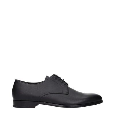 Prada Black Leather Oxfords And Derbies Prada