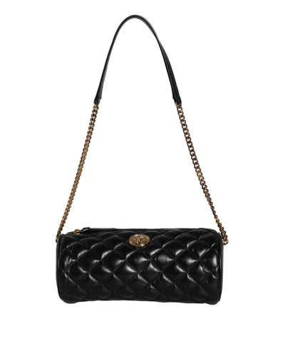Versace Black Mini Quilted Lambskin Leather Crossbody Sling Borse Bag Versace
