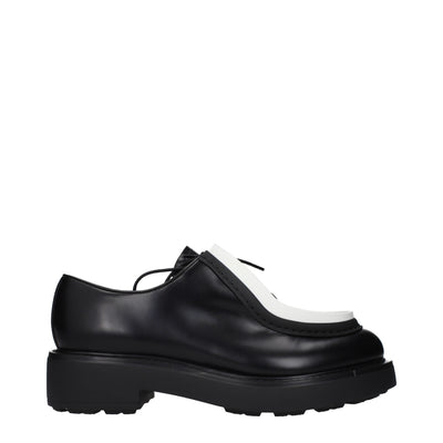 Prada Black Leather Oxfords And Derbies Prada