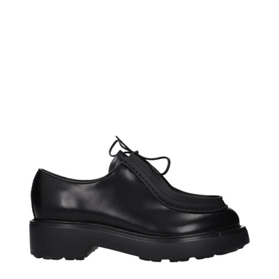 Prada Black Leather Oxfords And Derbies Prada