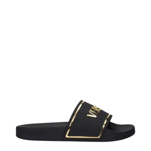 Versace Black Cotton Slippers Sandals Versace