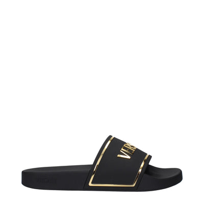 Versace Black Cotton Slippers Sandals Versace